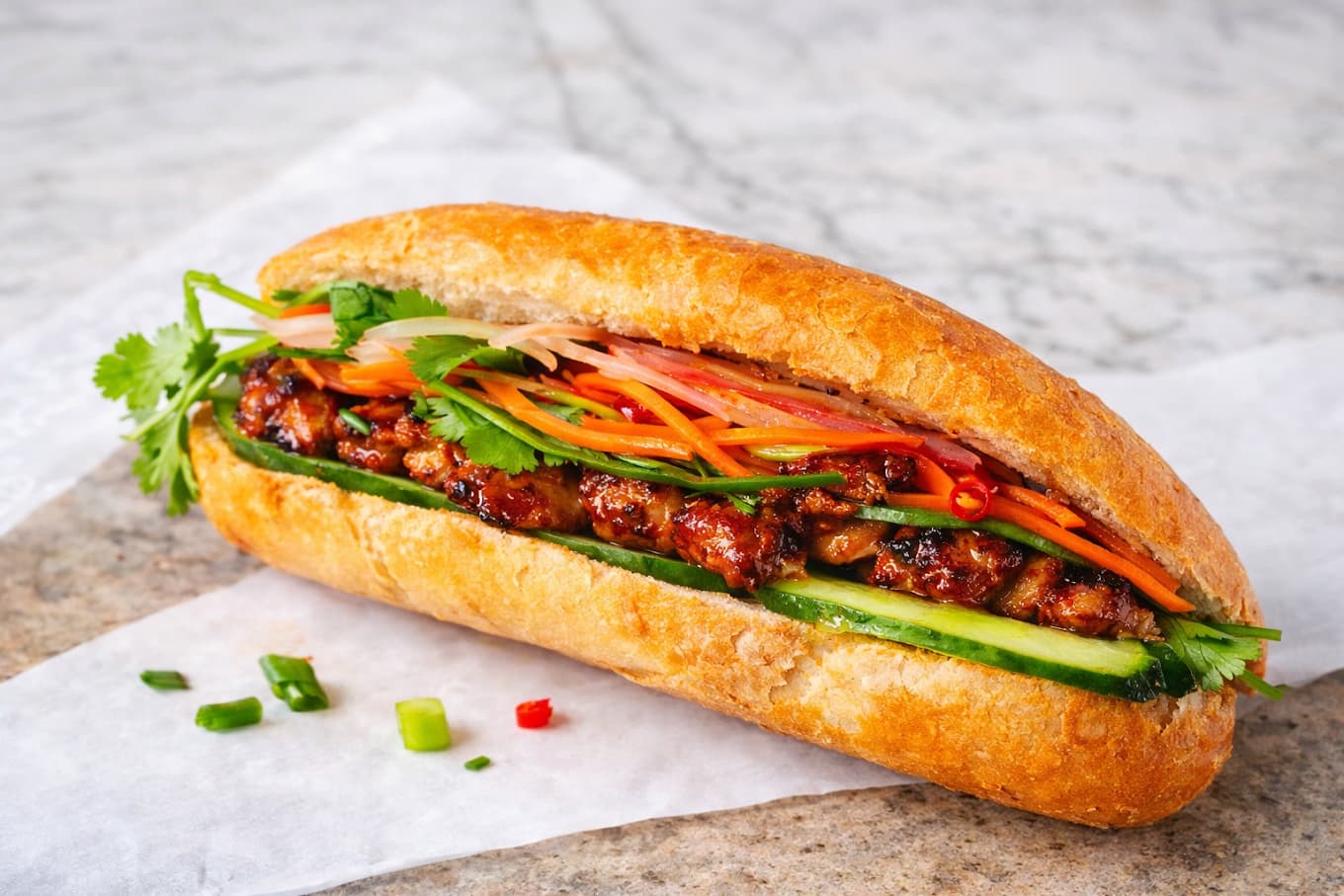 Vietnamese Bread With Thai BBQ Chicken