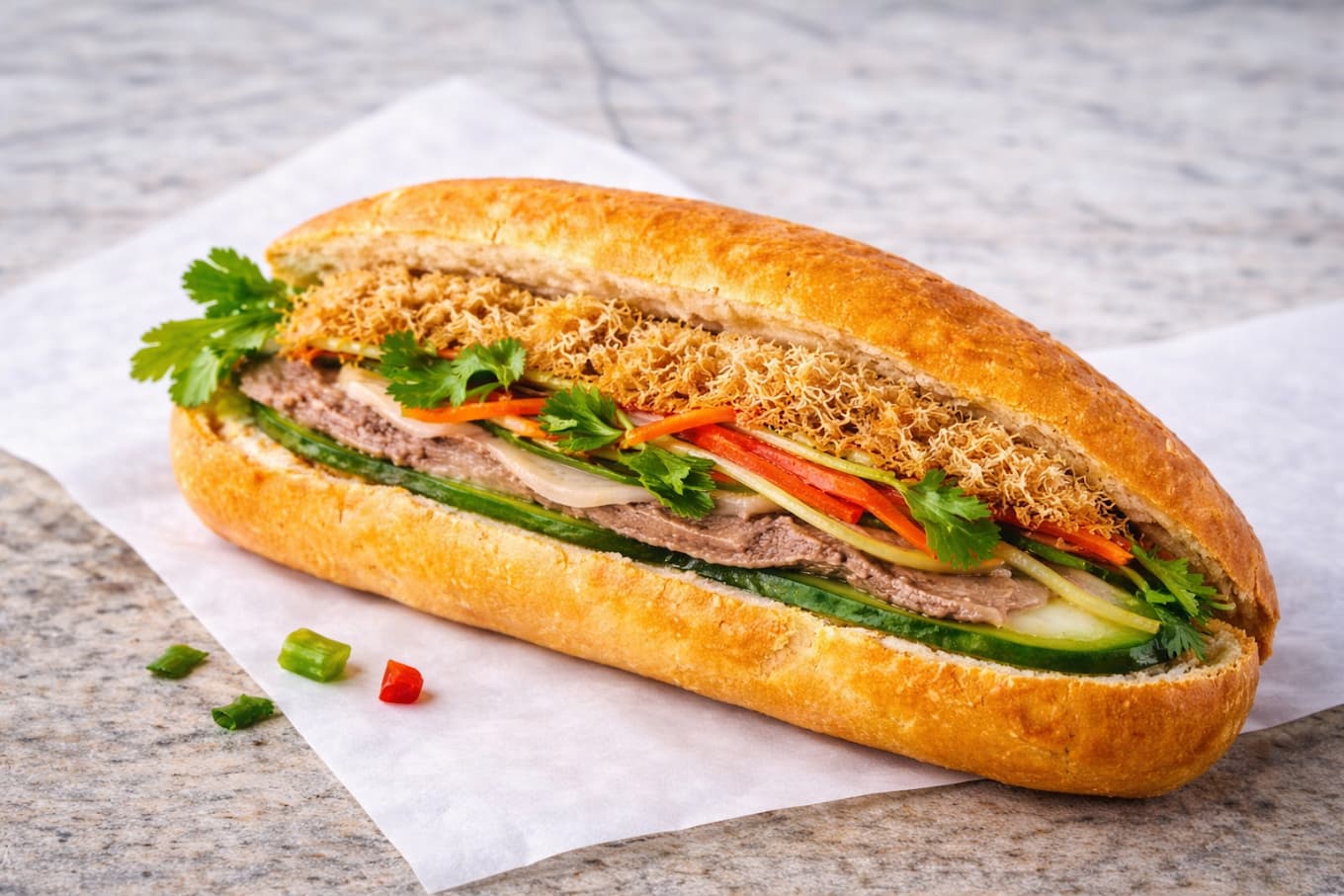 Vietnamese Bread With Pate & Floss